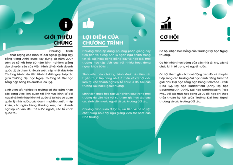 Chương trình đào tạo chuyên ngành Kinh tế đối ngoại (Chương trình chất lượng cao giảng dạy bằng tiếng Anh)