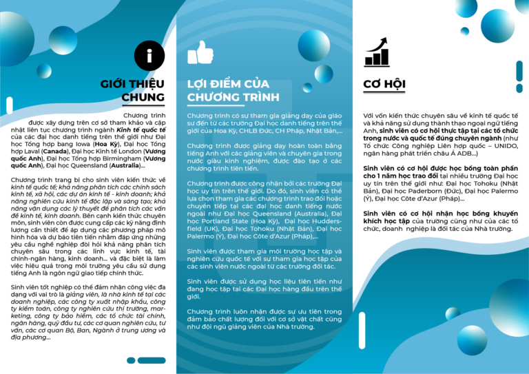 Chương trình đào tạo chuyên ngành Kinh tế quốc tế (Chương trình chất lượng cao giảng dạy bằng tiếng Anh)
