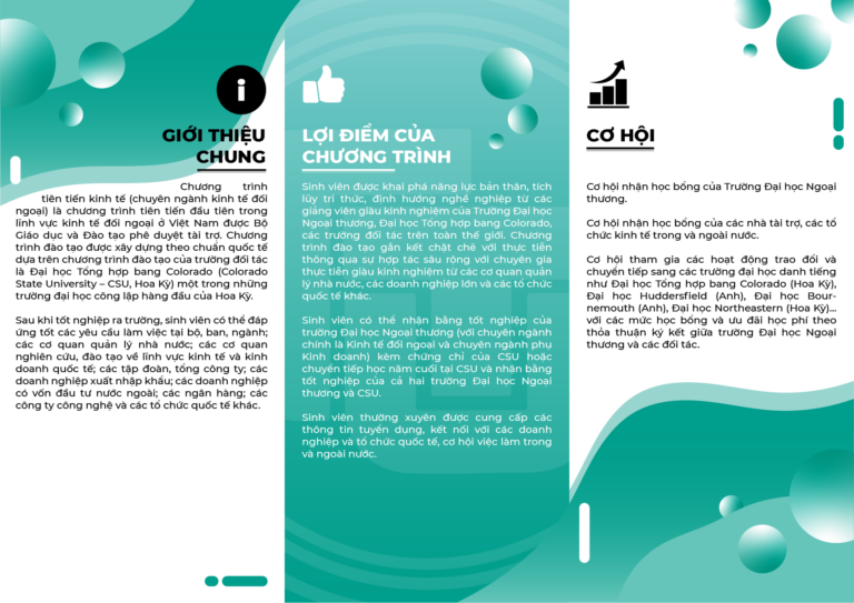 Chương trình đào tạo chuyên ngành Kinh tế đối ngoại (Chương trình tiên tiến giảng dạy bằng tiếng Anh)