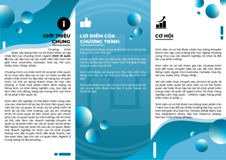 Chương trình đào tạo chuyên ngành Kinh tế và Phát triển quốc tế