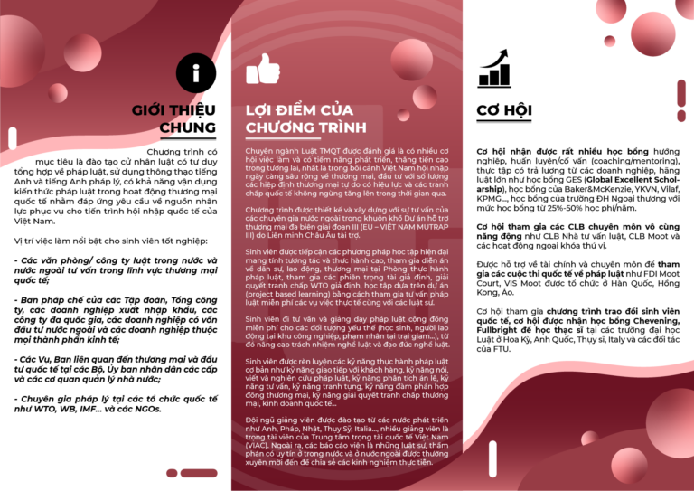 Chương trinh đào tạo chuyên ngành Luật thương mại quốc tế